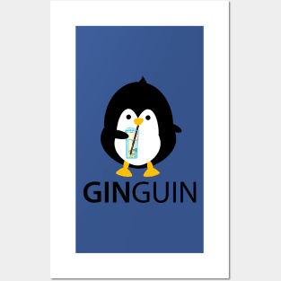 Penguin with gin Posters and Art